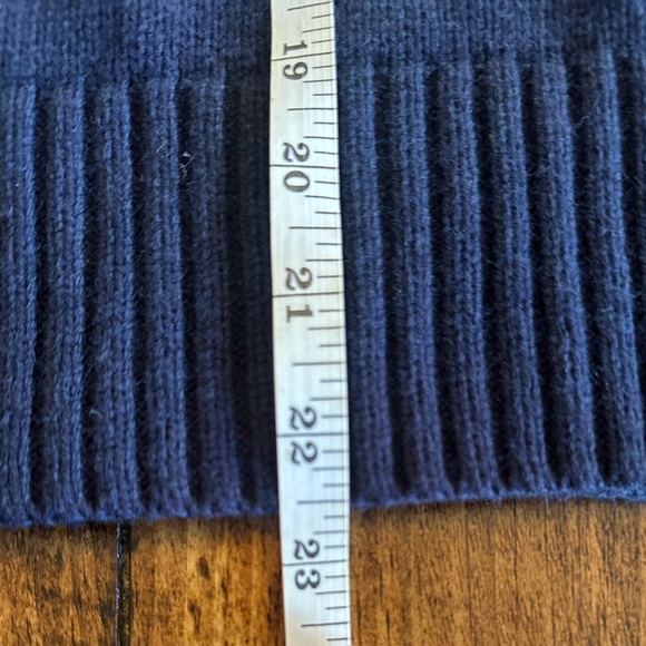 J. Crew Factory | Pointelle Cable Knit Wool Blend Sweater, Navy, Size M - Picture 7 of 8